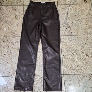 Abercrombie & Fitch Pants 27/4 Brown Vegan Leather 90s Straight Ultra High Rise